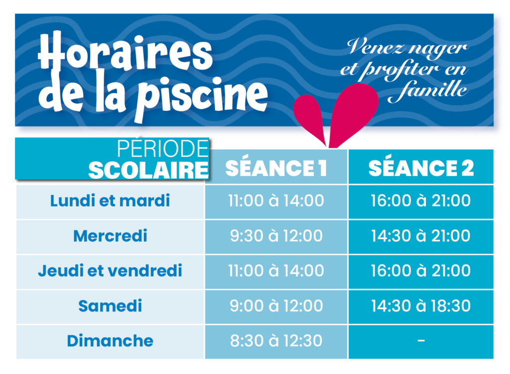 Horaires piscine 2024-25